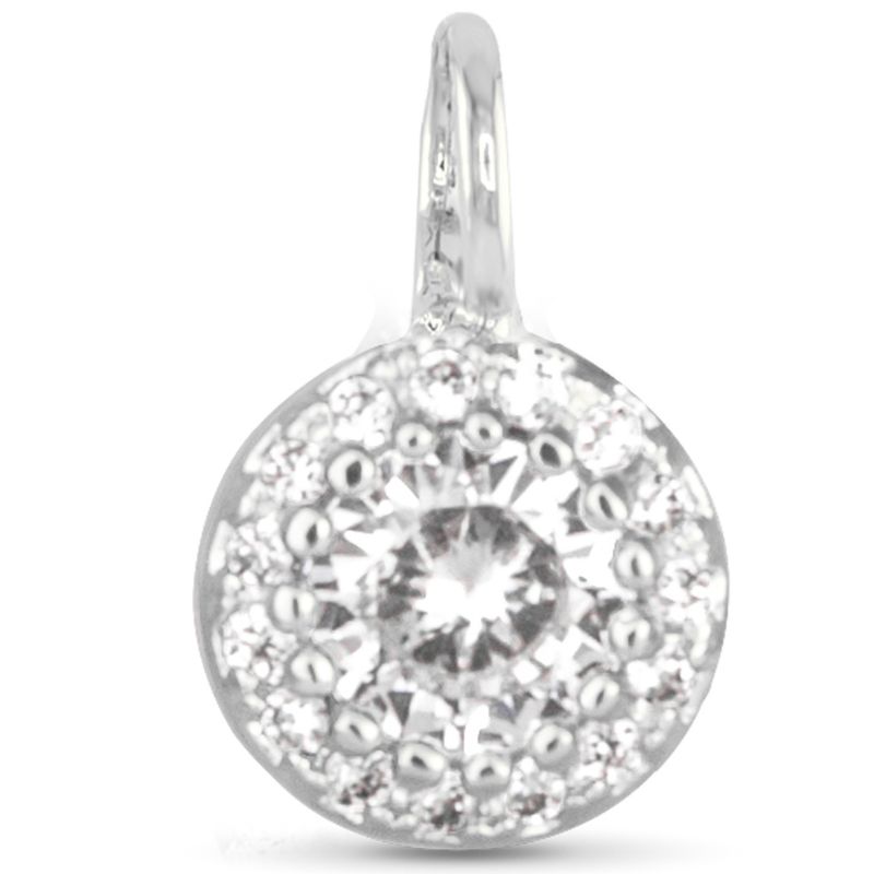 Clear CZ Halo Charm Silver